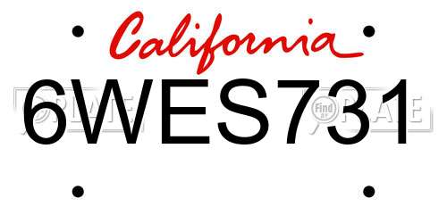 6WES731 California License Plate