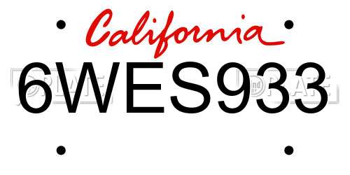 6WES933 California License Plate