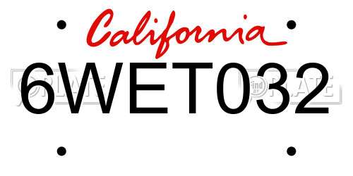 6WET032 California License Plate
