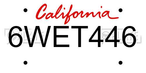 6WET446 California License Plate