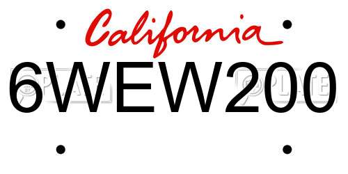 6WEW200 California License Plate