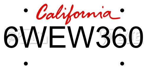 6WEW360 California License Plate