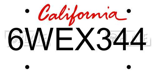 6WEX344 California License Plate