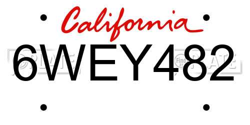 6WEY482 California License Plate