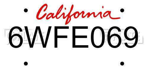 6WFE069 California License Plate