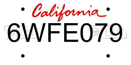 6WFE079 California License Plate
