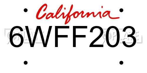 6WFF203 California License Plate