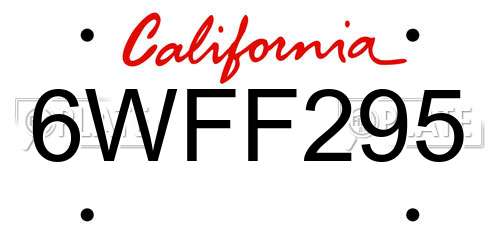 6WFF295 California License Plate