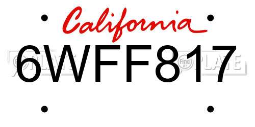 6WFF817 California License Plate