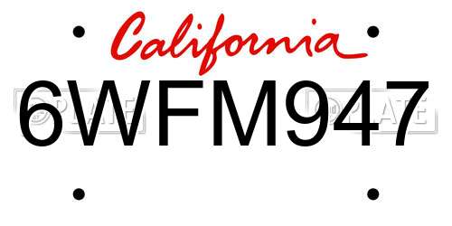 6WFM947 California License Plate