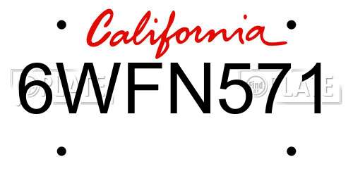 6WFN571 California License Plate