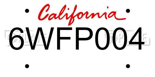 6WFP004 California License Plate