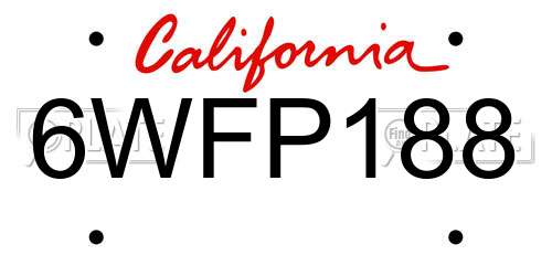 6WFP188 California License Plate