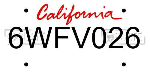 6WFV026 California License Plate