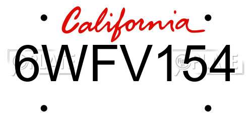 6WFV154 California License Plate