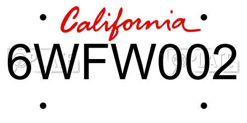 6WFW002 California License Plate