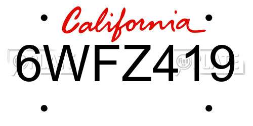 6WFZ419 California License Plate