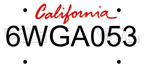 6WGA053 California License Plate
