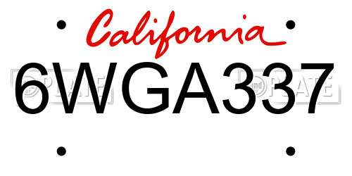 6WGA337 California License Plate