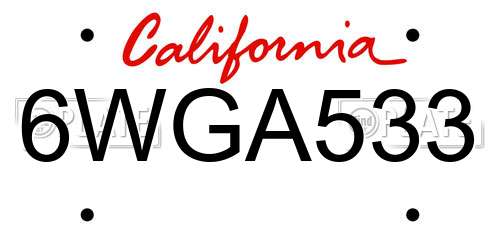 6WGA533 California License Plate