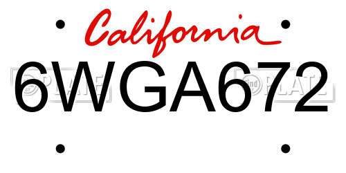 6WGA672 California License Plate