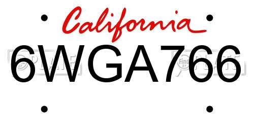6WGA766 California License Plate