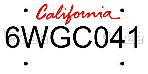 6WGC041 California License Plate