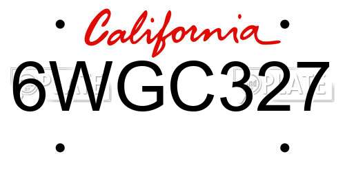 6WGC327 California License Plate