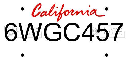 6WGC457 California License Plate