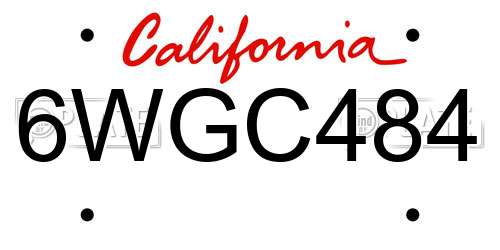 6WGC484 California License Plate