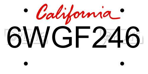 6WGF246 California License Plate