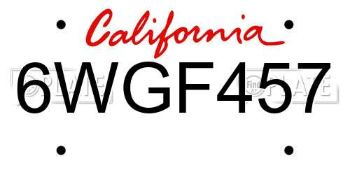 6WGF457 California License Plate