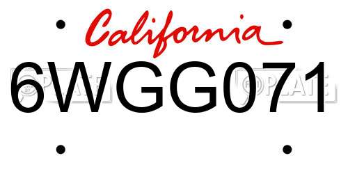 6WGG071 California License Plate