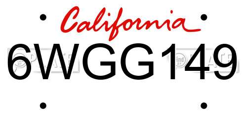 6WGG149 California License Plate