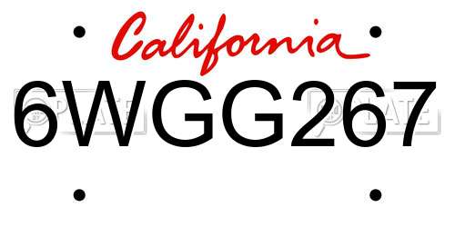 6WGG267 California License Plate