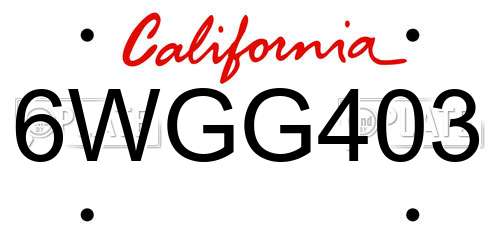 6WGG403 California License Plate