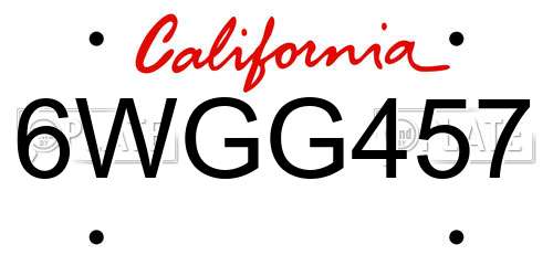 6WGG457 California License Plate