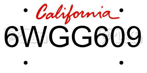 6WGG609 California License Plate