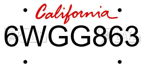 6WGG863 California License Plate