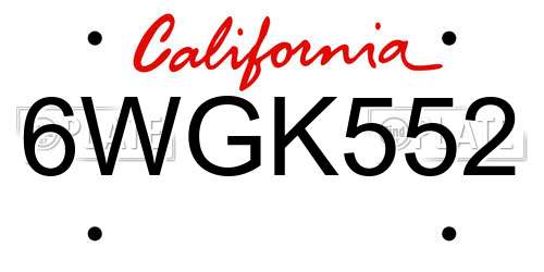 6WGK552 California License Plate