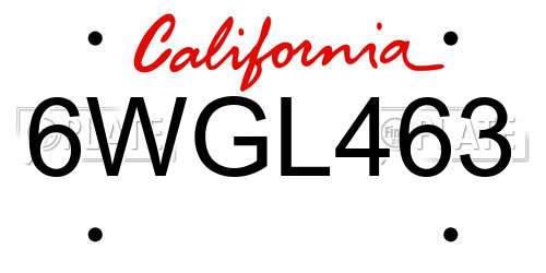 6WGL463 California License Plate