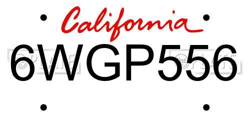 6WGP556 California License Plate