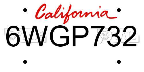 6WGP732 California License Plate