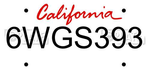 6WGS393 California License Plate