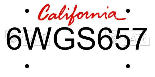 6WGS657 California License Plate
