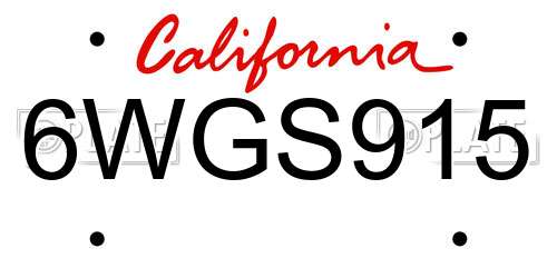 6WGS915 California License Plate