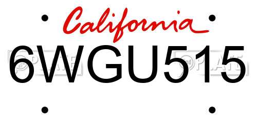 6WGU515 California License Plate