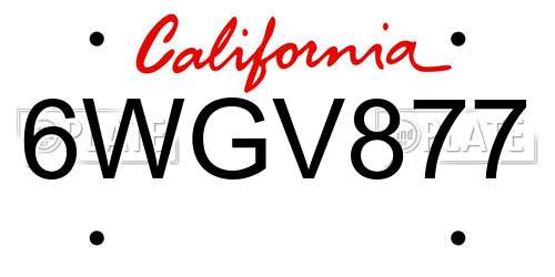 6WGV877 California License Plate