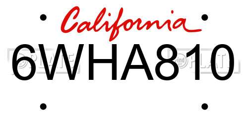 6WHA810 California License Plate