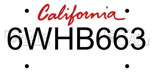 6WHB663 California License Plate